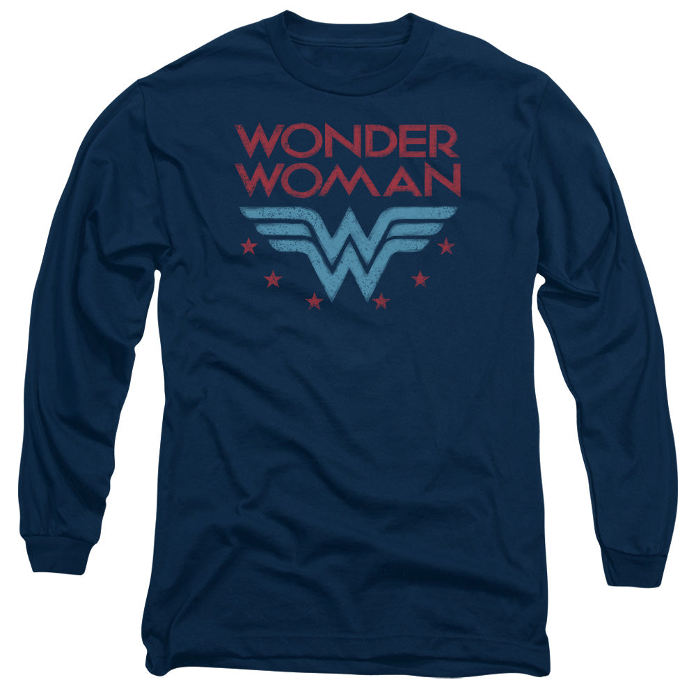 Wonder Woman Wonder Stars Mens Long Sleeve Shirt Navy Blue Blue Officially Licensed