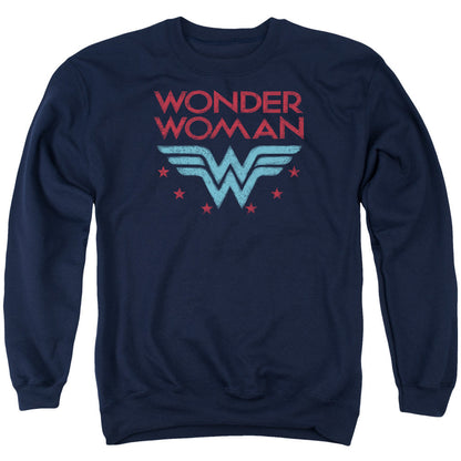 Dc Wonder Woman Wonder Stars Mens Crewneck Sweatshirt Navy Officially Licensed