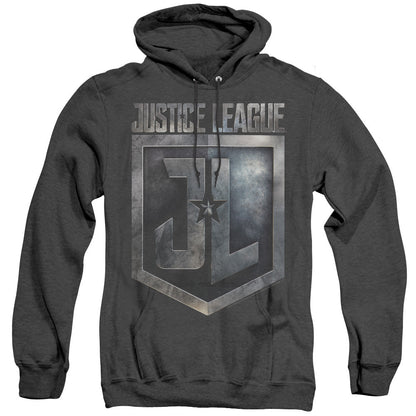 Justice League Movie Shield Logo Mens Heather Hoodie Black Officially Licensed