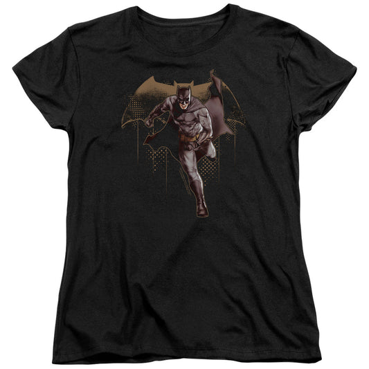 Justice League Movie Caped Crusader Womens T Shirt Black Officially Licensed