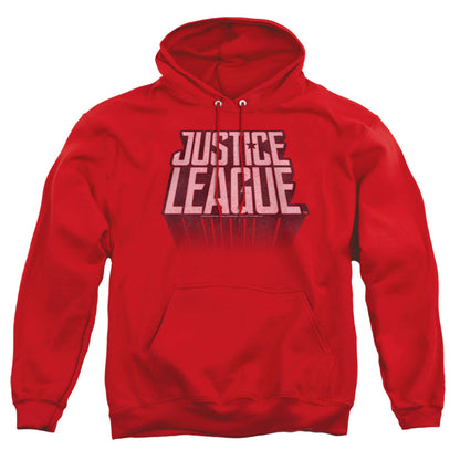 Justice League Movie League Distressed Mens Hoodie Red Officially Licensed