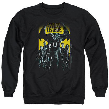 Justice League Movie Stand Up To Evil Mens Crewneck Sweatshirt Black Officially Licensed