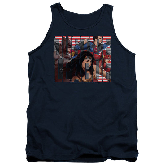 Justice League Movie Rally Mens Tank Top Shirt Navy Blue Officially Licensed