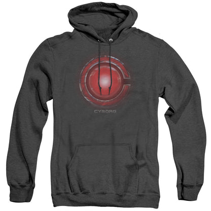 Justice League Movie Cyborg Logo Heather Mens Hoodie Black Officially Licensed