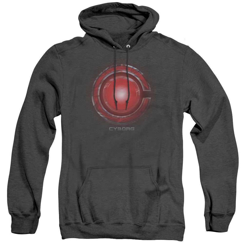 Justice League Movie Cyborg Logo Mens Heather Hoodie Black Officially Licensed