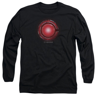 Justice League Movie Cyborg Logo Mens Long Sleeve Shirt Black Officially Licensed Officially Licensed