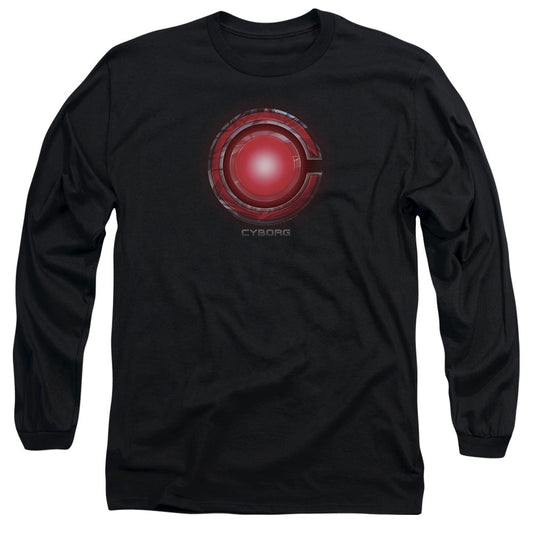 Justice League Movie Cyborg Logo Mens Long Sleeve Shirt Black Officially Licensed Officially Licensed