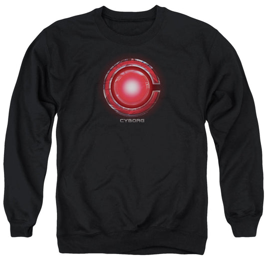 Justice League Movie Cyborg Logo Mens Crewneck Sweatshirt Black Officially Licensed