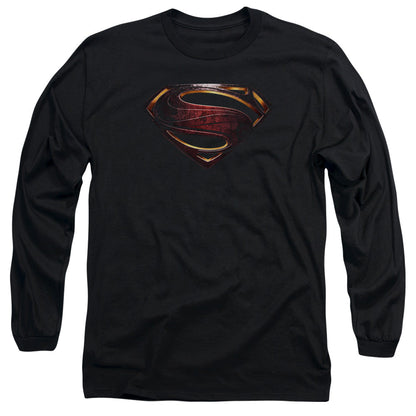Justice League Movie Superman Logo Mens Long Sleeve Shirt Black Officially Licensed Officially Licensed