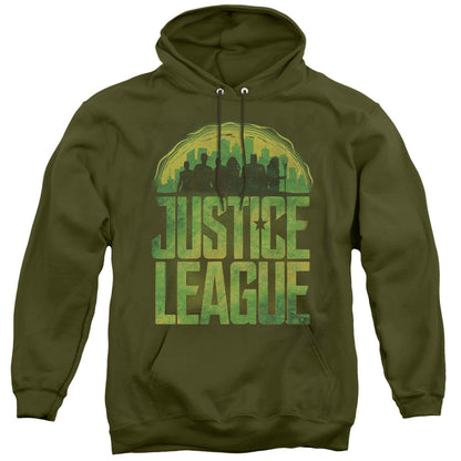 Justice League Movie Kryptonite Mens Hoodie Military Green Officially Licensed
