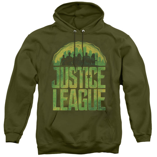 Justice League Movie Kryptonite Mens Hoodie Military Green Officially Licensed
