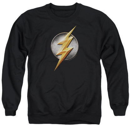 Justice League Movie Flash Logo Mens Crewneck Sweatshirt Black Officially Licensed