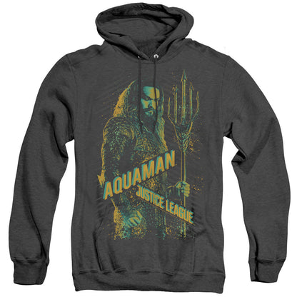 Justice League Movie Aquaman Mens Heather Hoodie Black Officially Licensed