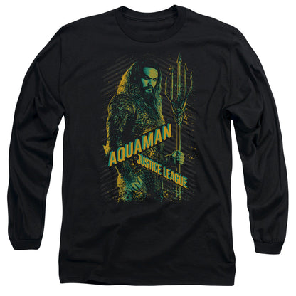 Justice League Movie Aquaman Mens Long Sleeve Shirt Black Officially Licensed Officially Licensed