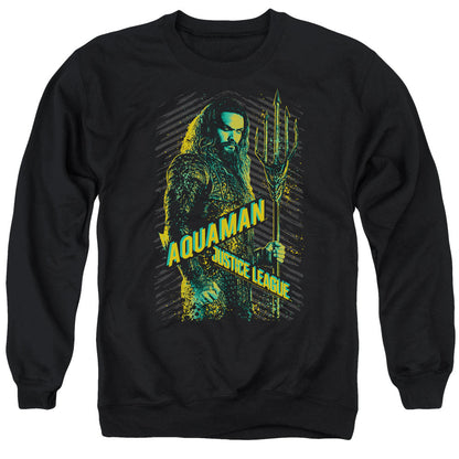 Justice League Movie Aquaman Mens Crewneck Sweatshirt Black Officially Licensed