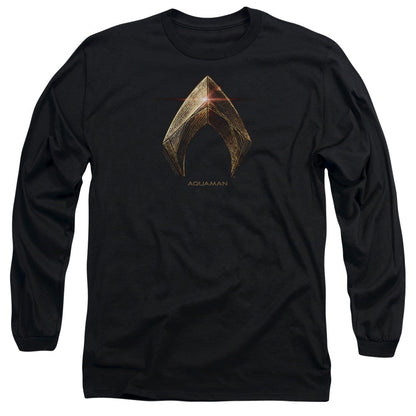 Justice League Movie Aquaman Logo Mens Long Sleeve Shirt Black Officially Licensed Officially Licensed