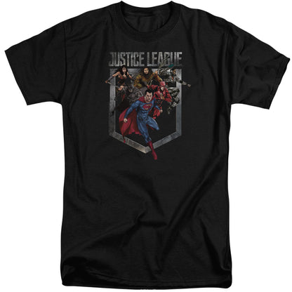 Justice League Movie Charge Mens Tall T Shirt Black Officially Licensed