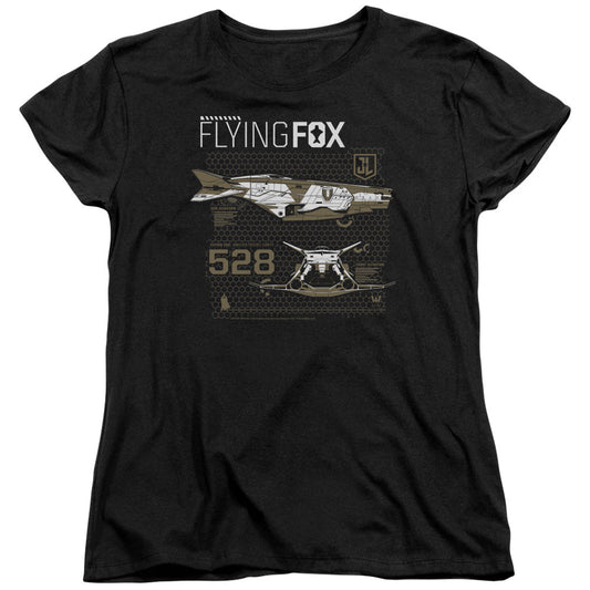Justice League Movie Flying Fox Womens T Shirt Black Officially Licensed