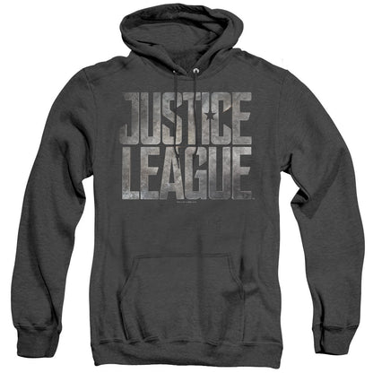 Justice League Movie Metal Logo Heather Mens Hoodie Black Officially Licensed