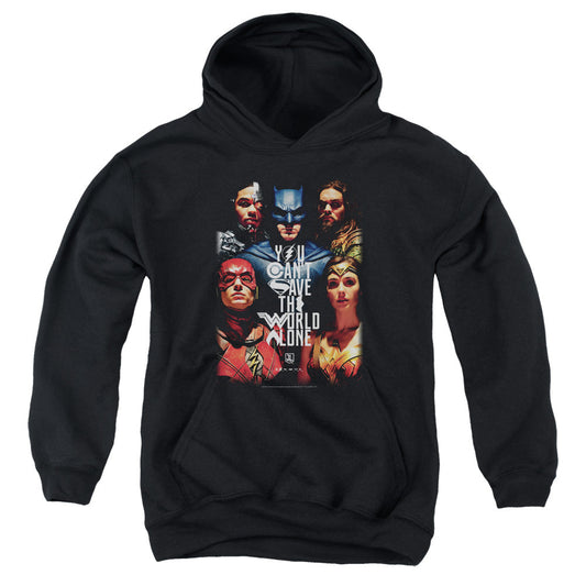 Justice League Movie Save the World Poster Kids Youth Hoodie Black Officially Licensed