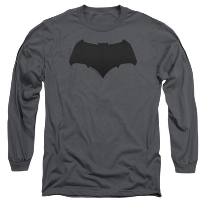 Justice League Movie Batman Logo Mens Long Sleeve Shirt Charcoal Officially Licensed Officially Licensed