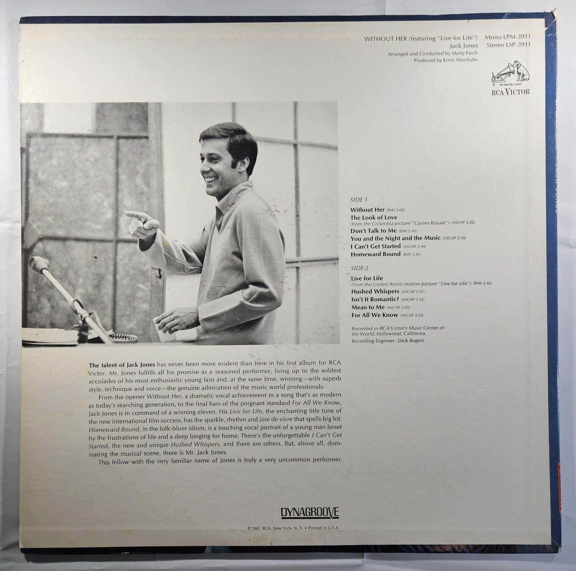 Jack Jones - Without Her [1969 Used Vinyl Record LP]
