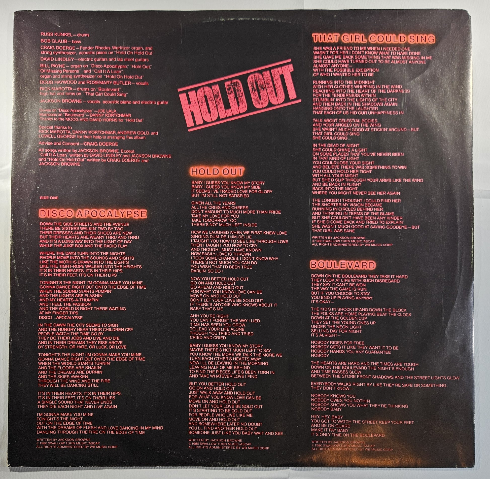 Jackson Browne - Hold Out [1980 Club Edition] [Used Vinyl Record LP]
