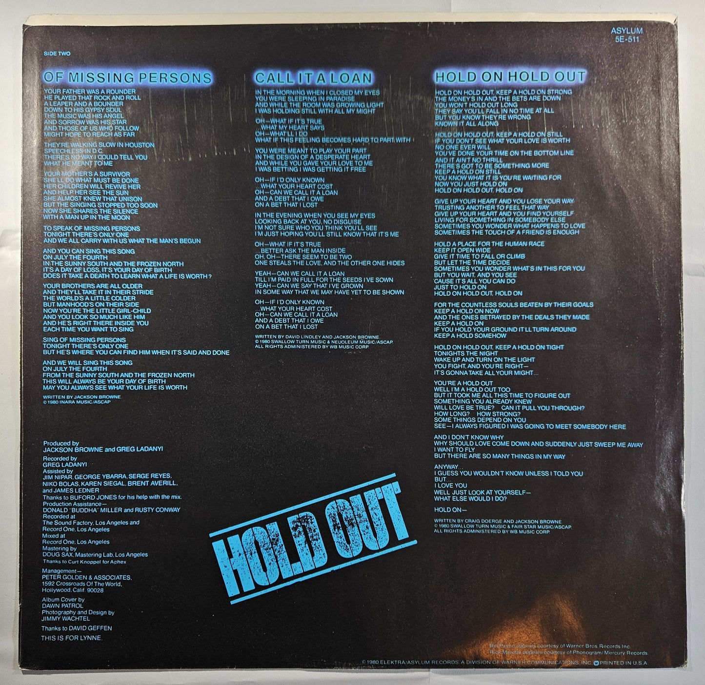 Jackson Browne - Hold Out [1980 Club Edition] [Used Vinyl Record LP]