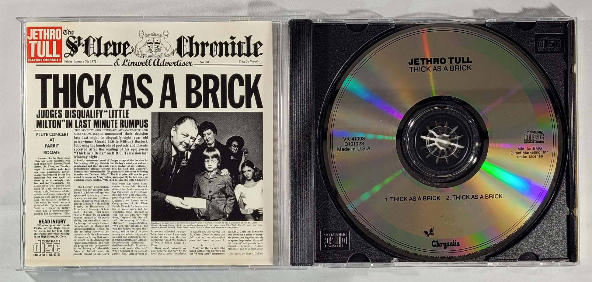 Jethro Tull - Thick as a Brick [1992 Reissue Club Edition] [Used CD] [B]