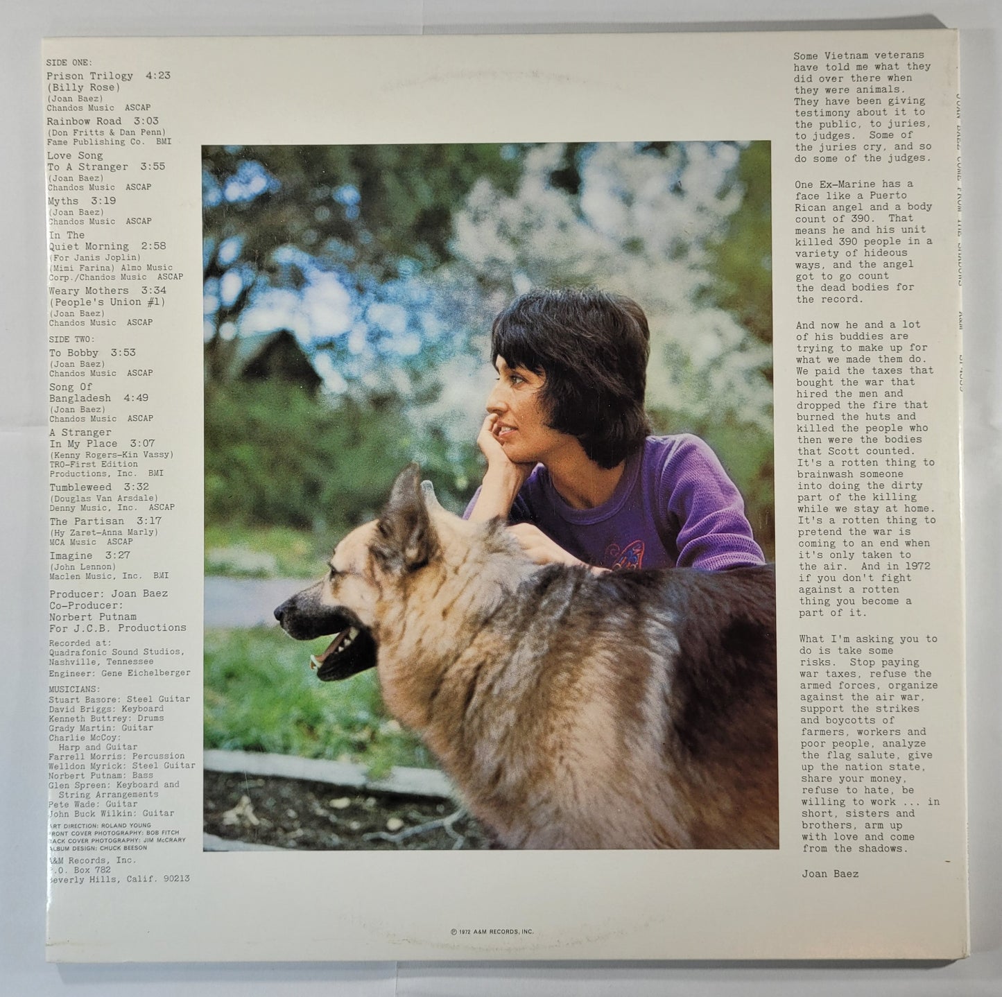 Joan Baez - Come From the Shadows [1972 Used Vinyl Record LP] [C]