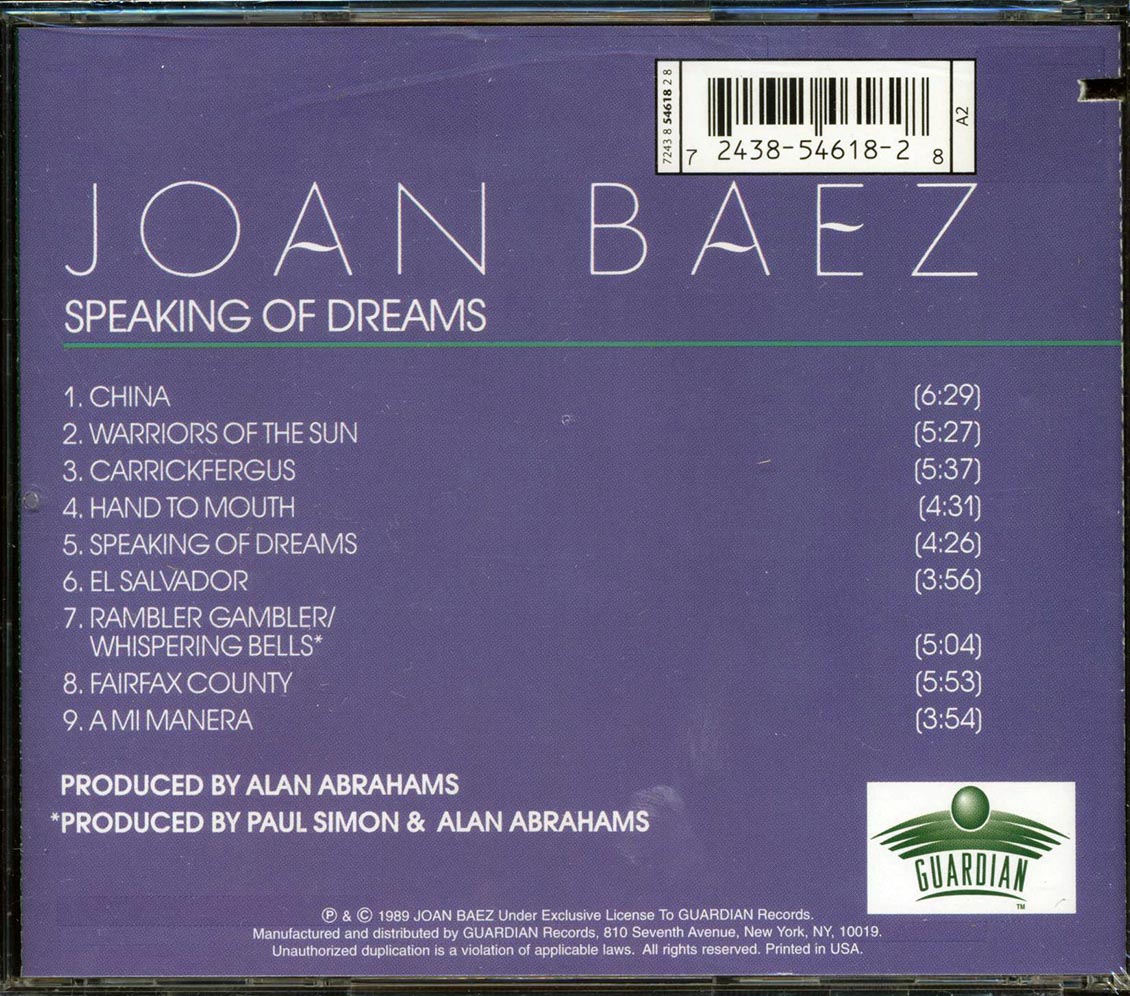 Joan Baez - Speaking of Dreams [1989 New CD]