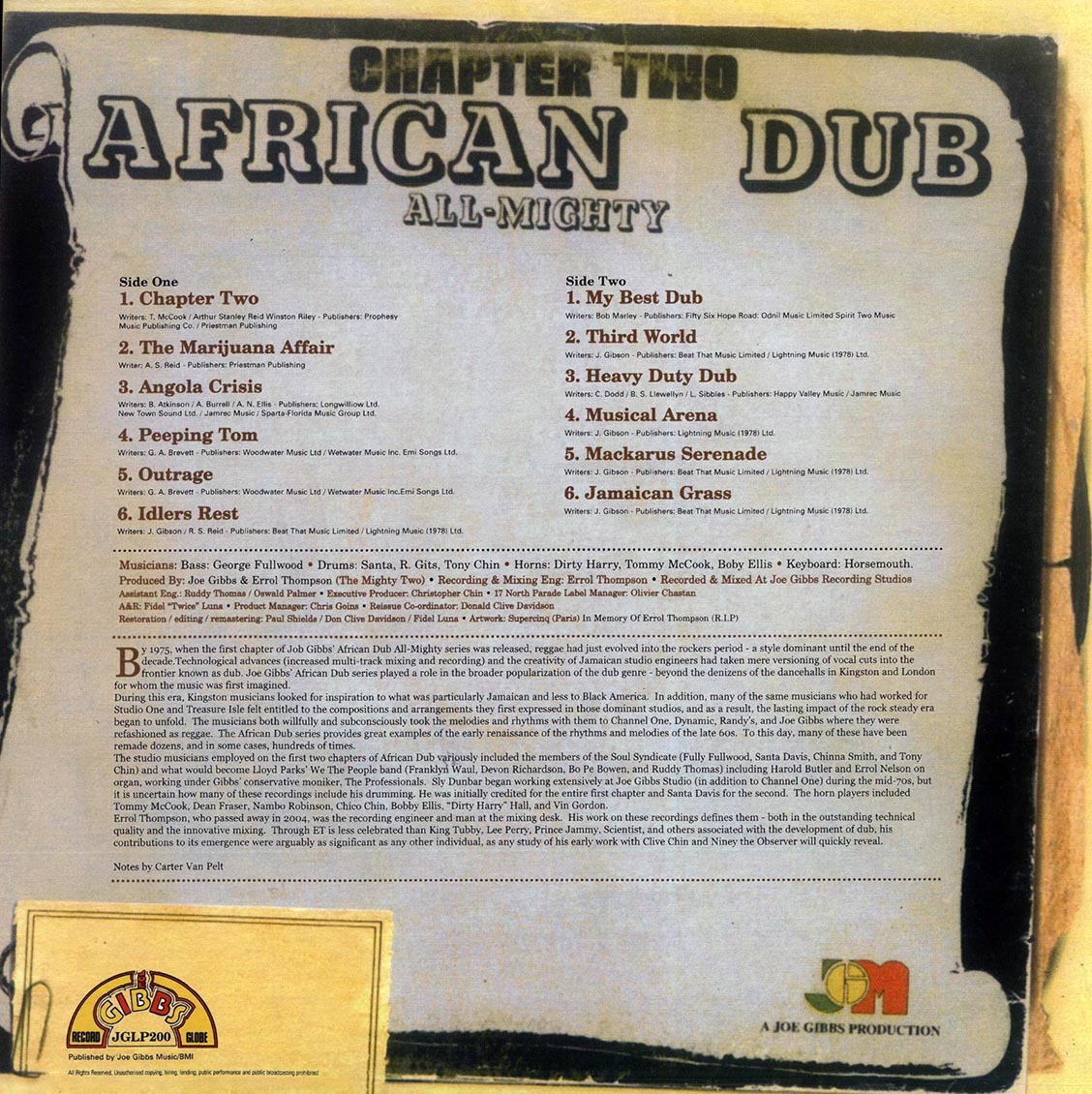 Joe Gibbs & The Professionals - African Dub - Chapter Two [Reissue] [New Vinyl Record LP]