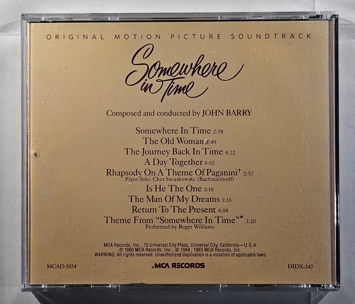 Somewhere in Time (Original Motion Picture Soundtrack) [1985 Used CD]