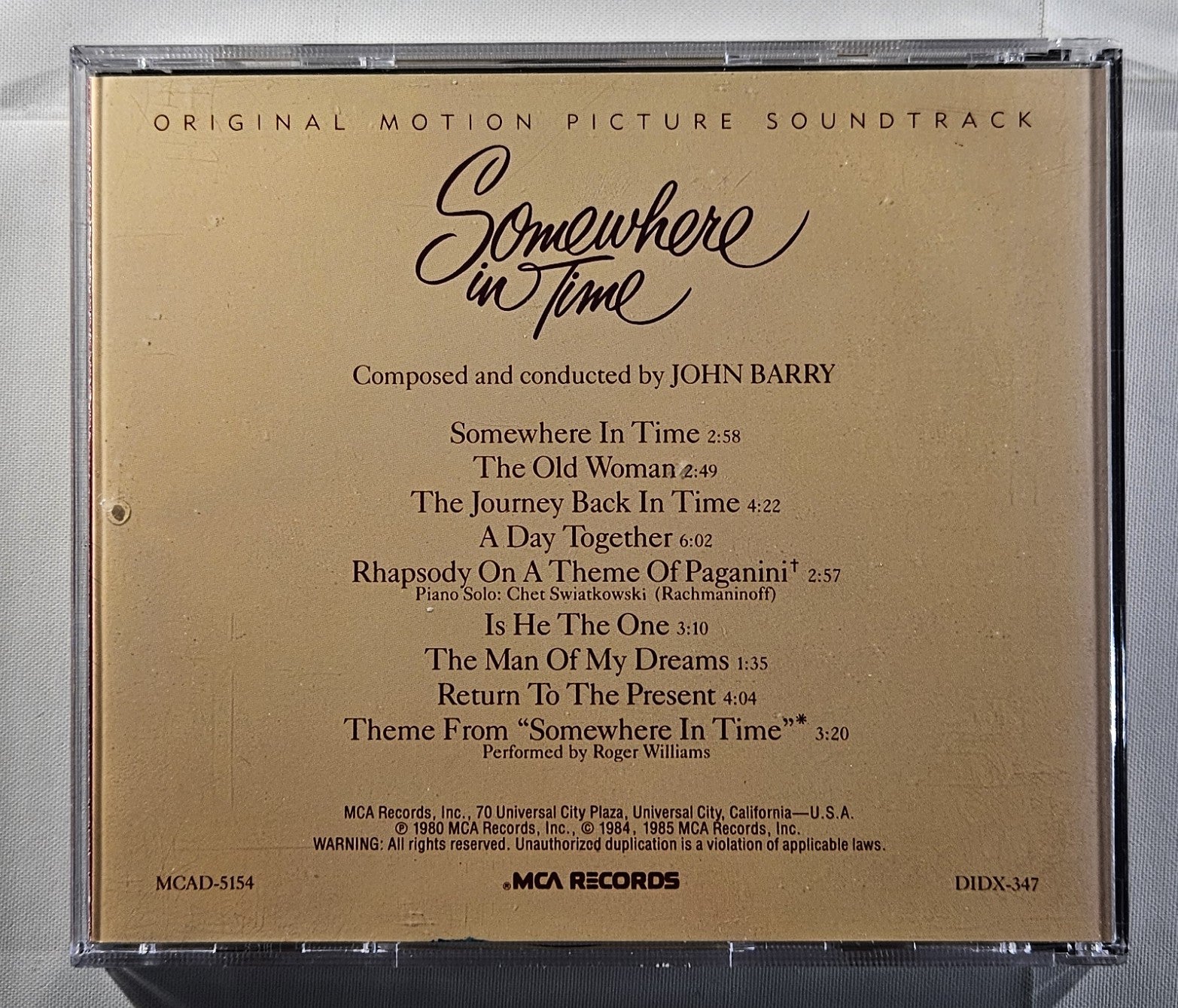 Somewhere in Time (Original Motion Picture Soundtrack) [1985 Used CD]