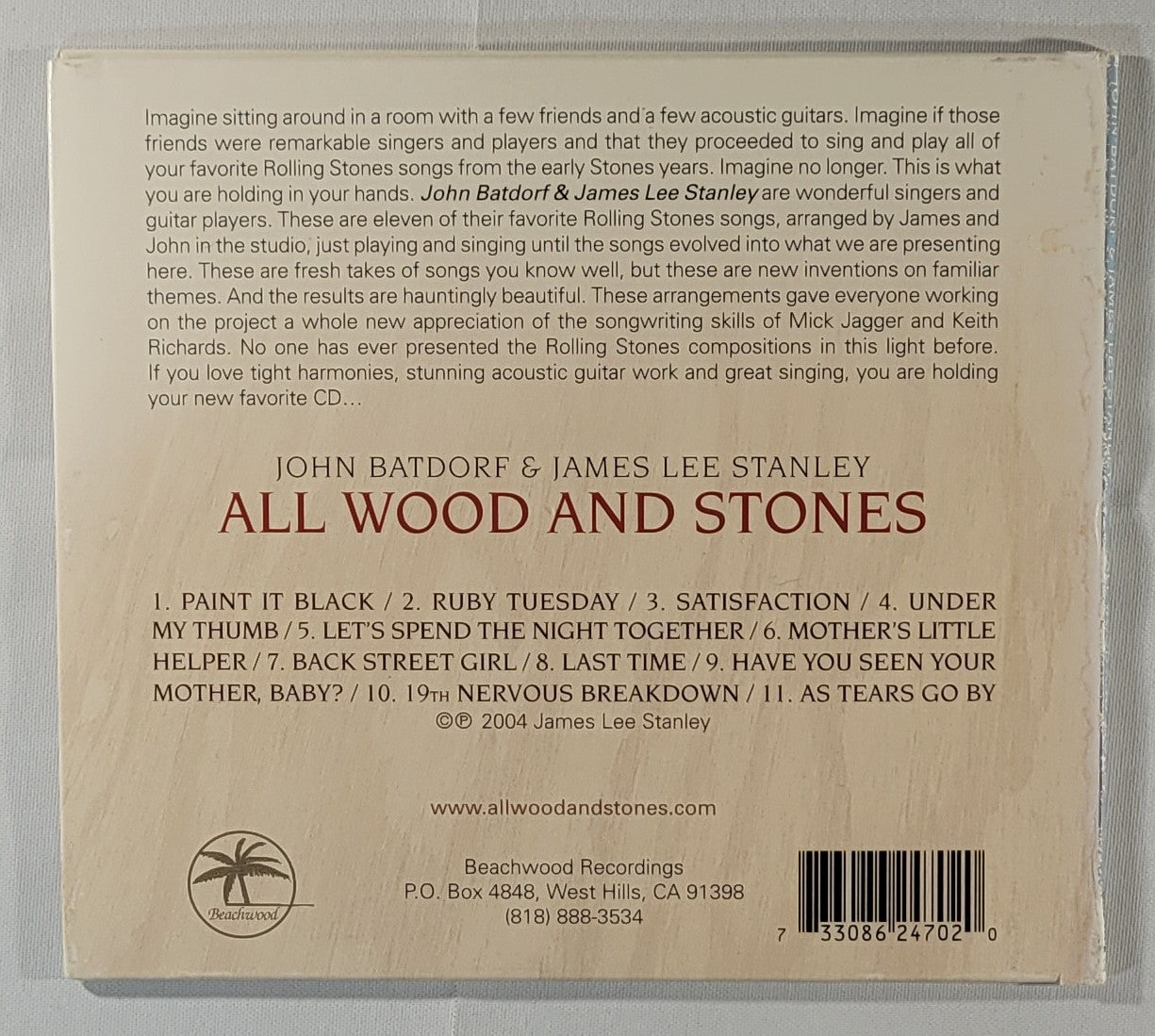 John Batdorf & James Lee Stanley - All Wood and Stones [2004 Used CD]