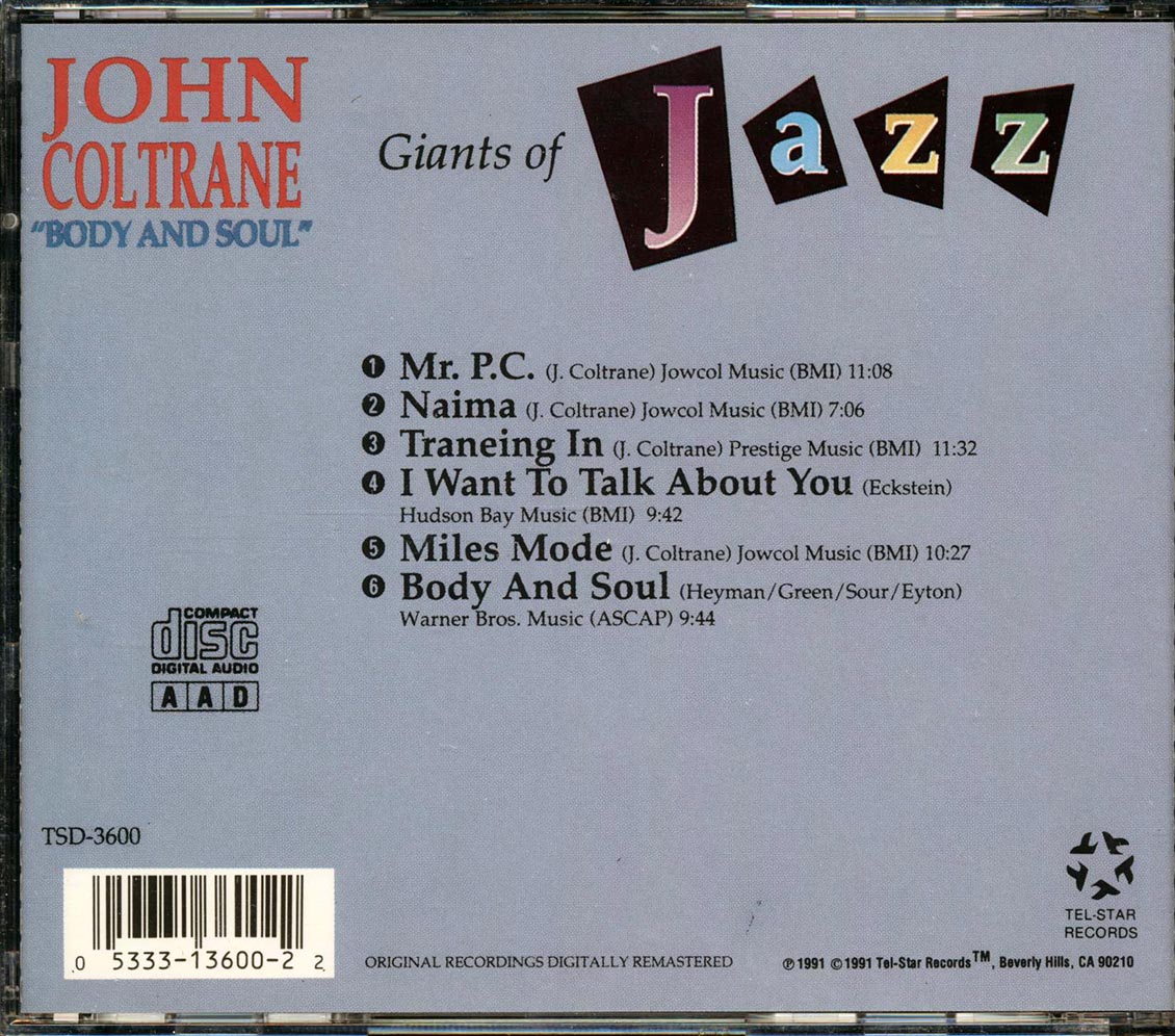 John Coltrane - Body and Soul: Giants of Jazz 6 [1991 Compilation Remastered] [New CD]