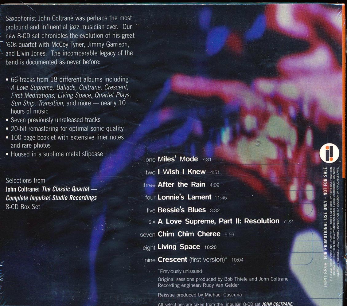 John Coltrane - Selections From "The Classic Quartet - Complete Impulse! Studio Recordings" [1988 Promo Sampler] [New CD]