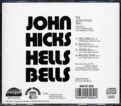 John Hicks - Hells Bells [1990 Reissue] [New CD]