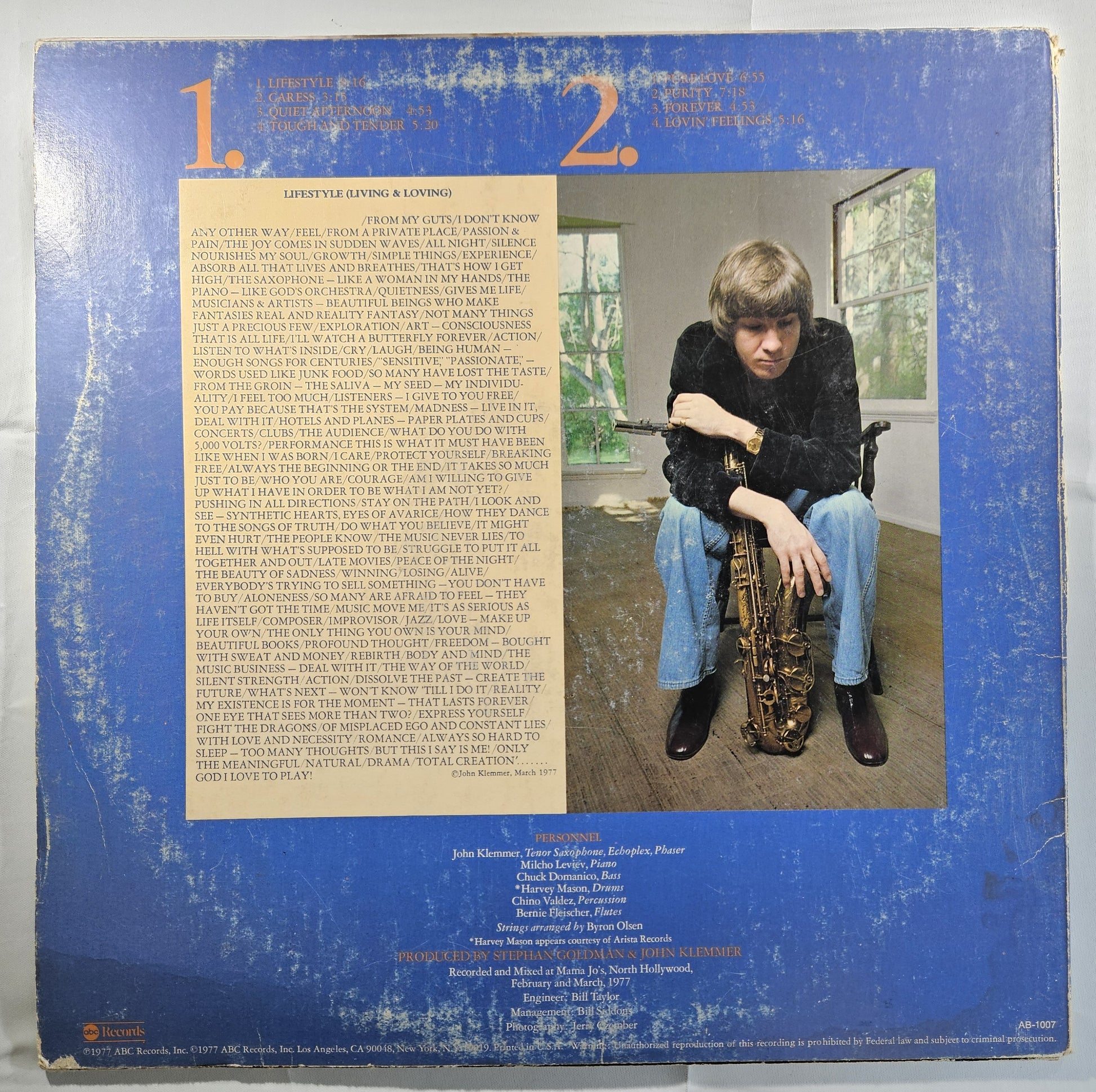 John Klemmer - Lifestyle (Living and Loving) [1977 Santa Maria Pressing] [Used Vinyl Record LP]