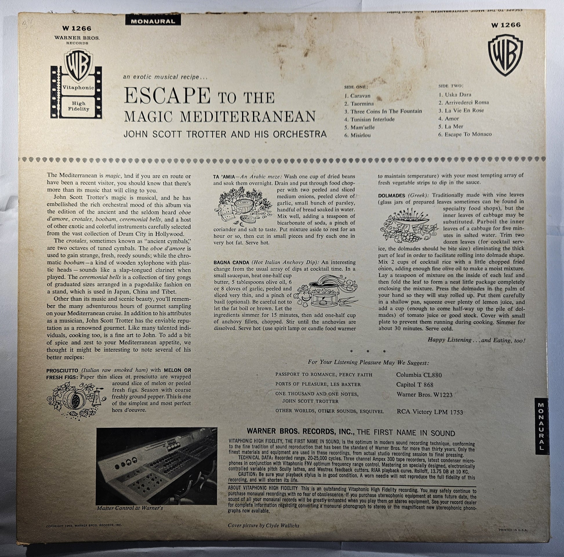 John Scott Trotter and His Orchestra - Escape to the Magic Mediterranean [1959 Used Vinyl Record LP]