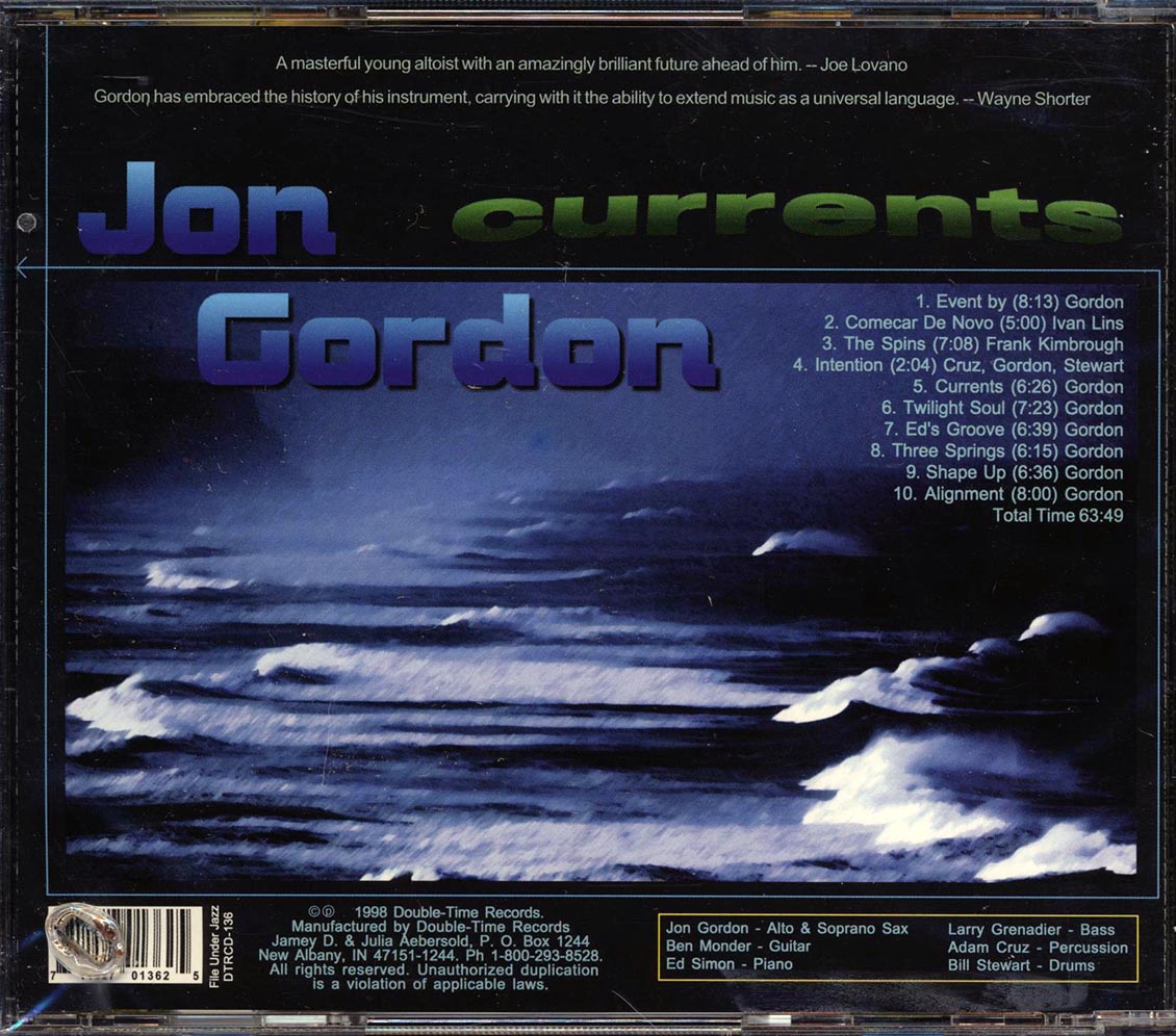 Jon Gordon - Currents [1998 New CD]