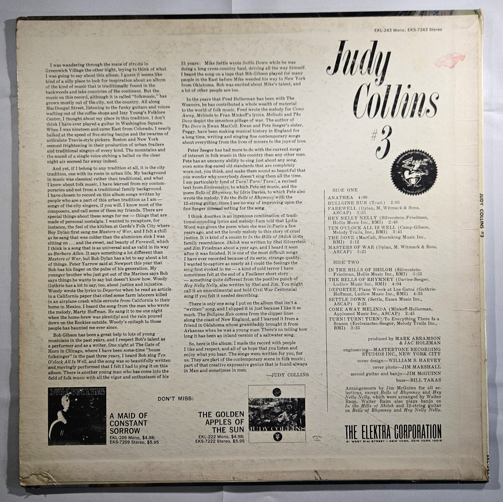 Judy Collins - Judy Collins #3 [1963 Mono] [Used Vinyl Record LP]