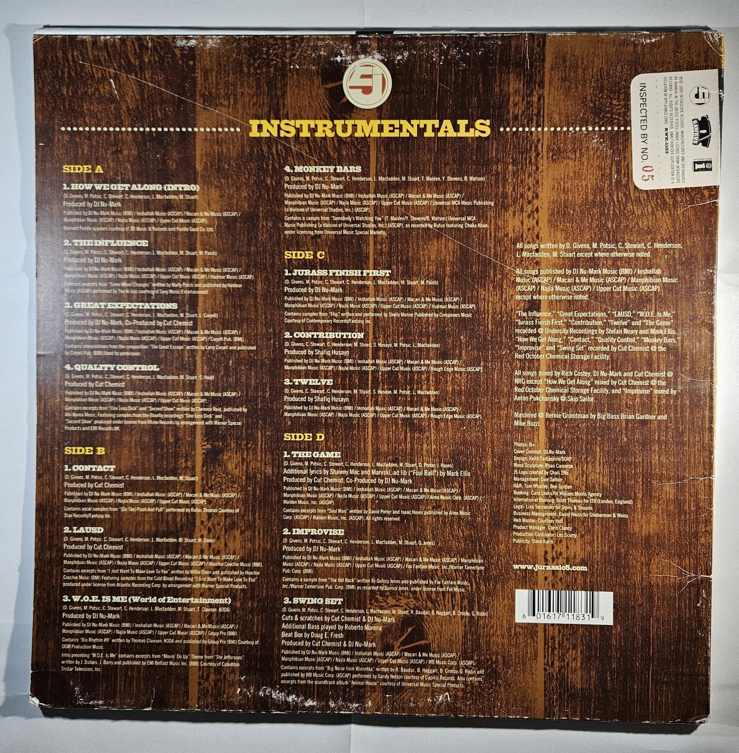 Jurassic 5 - Quality Control (Instrumentals) [2000 Used Double Vinyl Record LP]