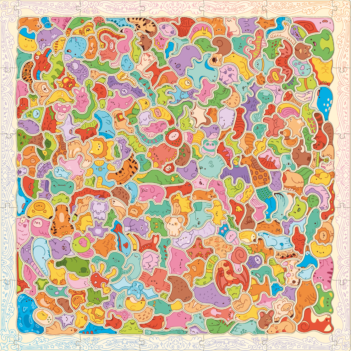 Kawaii Creatures 300 Shaped Piece Cluster Puzzle Kaddo