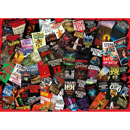 King of Horrors Stephen King Book Covers 1000 Piece Jigsaw Puzzle Toynk