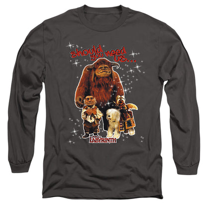 Labyrinth Should You Need Us Mens Long Sleeve Shirt Charcoal Officially Licensed Officially Licensed