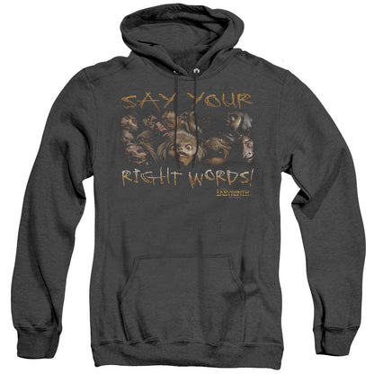 Labyrinth Say Your Right Words Heather Mens Hoodie Black Officially Licensed