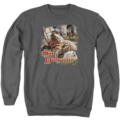 Labyrinth Sir Didymus Mens Crewneck Sweatshirt Charcoal Officially Licensed