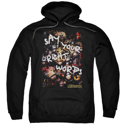 Labyrinth Right Words Mens Hoodie Black Officially Licensed