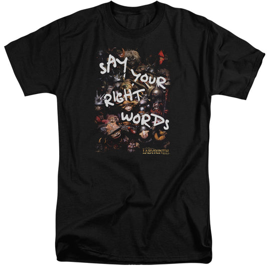 Labyrinth Right Words Mens Tall T Shirt Black Officially Licensed